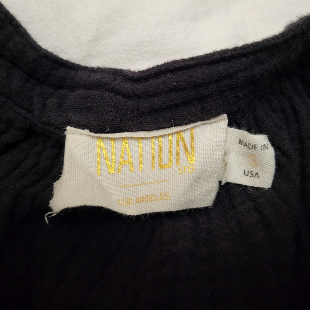 Nation LTD Gauze Muslin Black 100% Cotton Shift Shirt Mini Dress S - Picture 6 of 10
